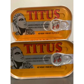 N/A Titus Sardines in soybean Oil and chili pepper 125g,  ****6 CANS***