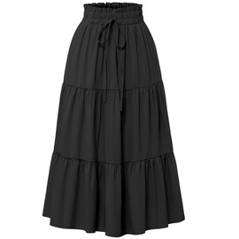 Whssusie Renaissance Long Skirt Women Black Maxi Skirt Summer Flowy Skirts Black L