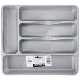 Wham Silver 5 Compartment Plastic Cutlery Holder Tray Drawer Organiser Rack