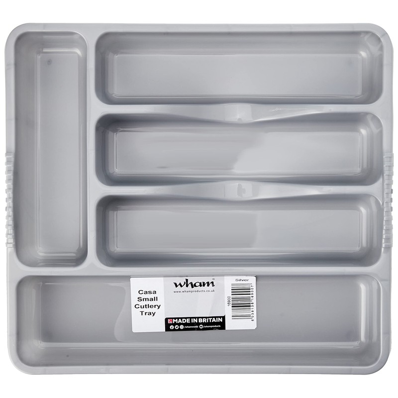 Wham Silver 5 Compartment Plastic Cutlery Holder Tray Drawer Organiser