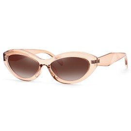 Fozono Retro Small Oval Cat Eye Sunglasses for Women Trendy Sun Glasses Y2K Style-Brown/Gradient Brown
