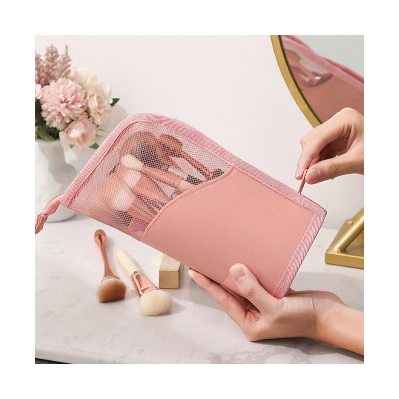 XUNQUCOM Stand-Up Makeup Brush Storage Organizer Bag, Waterproof Dust Free