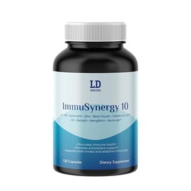 ImmuSynergy 10 Capsules - 120 Count-Immune Fortifying Ingredients - Vitamin C, D3, Zinc, Beta Glucan, Quercetin, Colostrum-LD