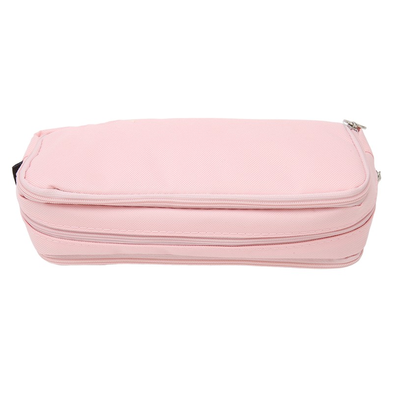 Pen Pencil Case 3 Compartments Canvas Portable Large Capacity Pencil