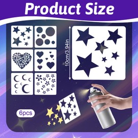 6PCS 6 Styles Moon and Star Stencils, Reusable Acrylic Templates, Includes Moon, Star, Round Designs, Suitable for Painting on Furniture, Wood, Canvas Ideal for Home Decoration and Craft Projects
