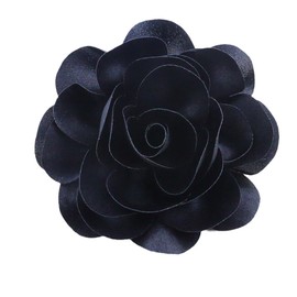 Elegant Dainty Satin Fabric Rose Flower Extra Large Big Brooches Pins Silk Camellia Flower Oversized Brooch Pin Wedding Party Dance Banquet Dress Accessories Jewelry Gifts for Women - Black