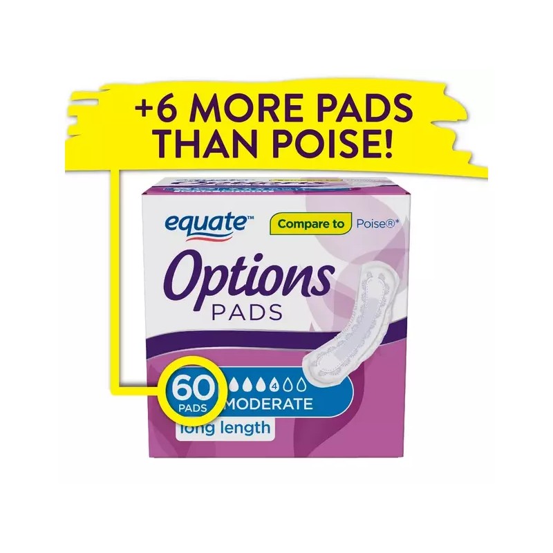 Equate Options 2 PACK!! Equate Options Incontinence Pads for Women,