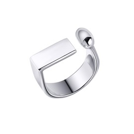 TenrSteel Fashion Bar Ring Open Finger Rings for Women Silver Statement Band Ring Women's Jewelry