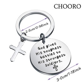 CHOORO Religious Jewelry Jesus Cross Keychain Christian Warrior Gift God Gaves His Toughest Battles to His Strongest Soldiers Keychain (god gives keychain)