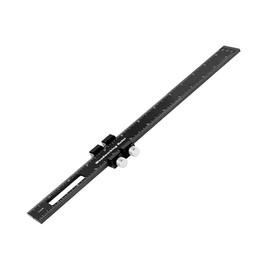 Woodworking Ruler, 12 Inch Adjustable Slide Stop Marking Ruler Precision Scribing Ruler Measure Tool for Engineer, Construction Worker, Carpenter (Black)