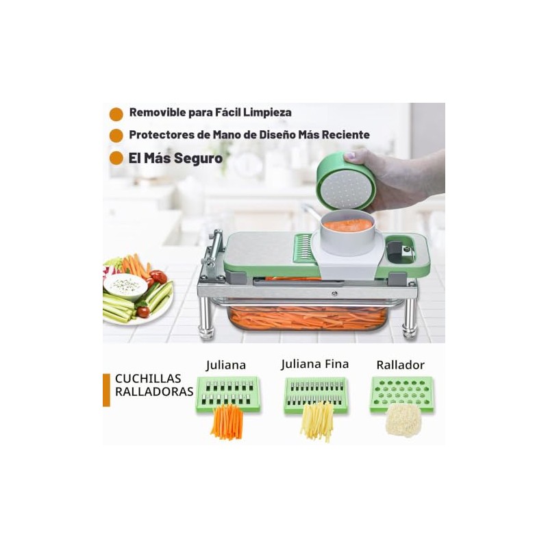 Picador de verduras de acero inoxidable con 10 cuchillas, cortador