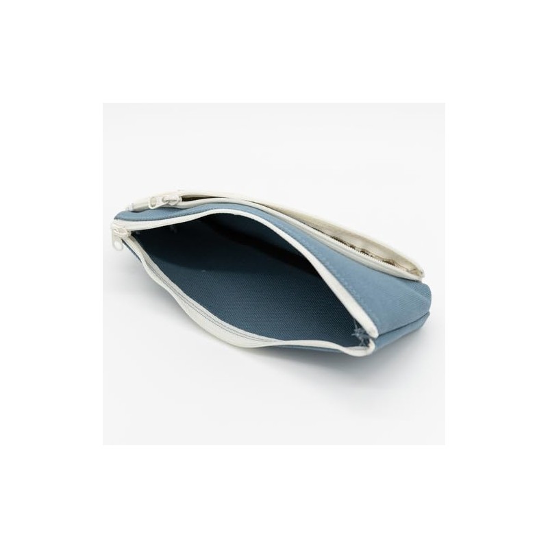 Pencil Case, Two-Tone Pencil Case, Slim, 6 Colors, Blue Gray,