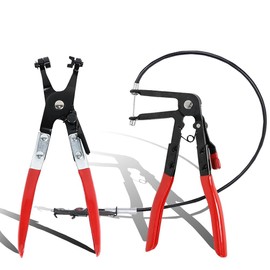 2pcs Schlauchschellen Zangen Set, Federbandschellenzange mit Drahtwelle 650mm Flexible Schlauchklemmen-Zange Schlauchschellenzange für KFZ, Schlauchklemmenzange Schlauchschellenzange mit Geradem Hals