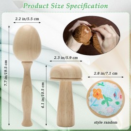 Darning Egg Darning Mushroom for Socks Darner Egg Kit Include 14 Hooks Small Weaving Darner Loom 9 Large Eye Needles 50 Colors Thread for DIY Handicraft Home Sewing Care