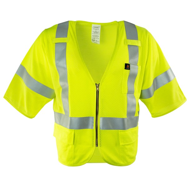 Ironwear 1258 Class 3 Flame-Resistant Safety Vest w/Zipper & Radio