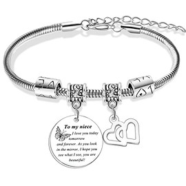 Nfyxcaz To My Niece Bracelet Gifts For Niece From Auntie Butterfly Bracelet I Love You Today Tomorrow And Forever Bracelet Birthday Graduation Christmas Gifts (To my niece)