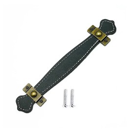 Alnicov 6pcs Leather Drawer Pulls Vintage Practical Suitcase Handles Leather Pull Handles for Drawer Cabinet Door Black