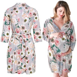 Posh Peanut Robe for Maternity, Nursing, Hospital Labor & Delivery Gown, Soft Päpook Viscose from Bamboo, Women's Pregnancy, Baby Birthing, & Postpartum Robes for New Mom, Women Lounge Wear Nightgown