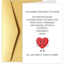 Apology Card for Men Women, I'm Sorry Card for Him Her, Forgive Me Card for Husband Wife Boyfriend Girlfriend, Apology Gifts for Friend Coworker Child Family