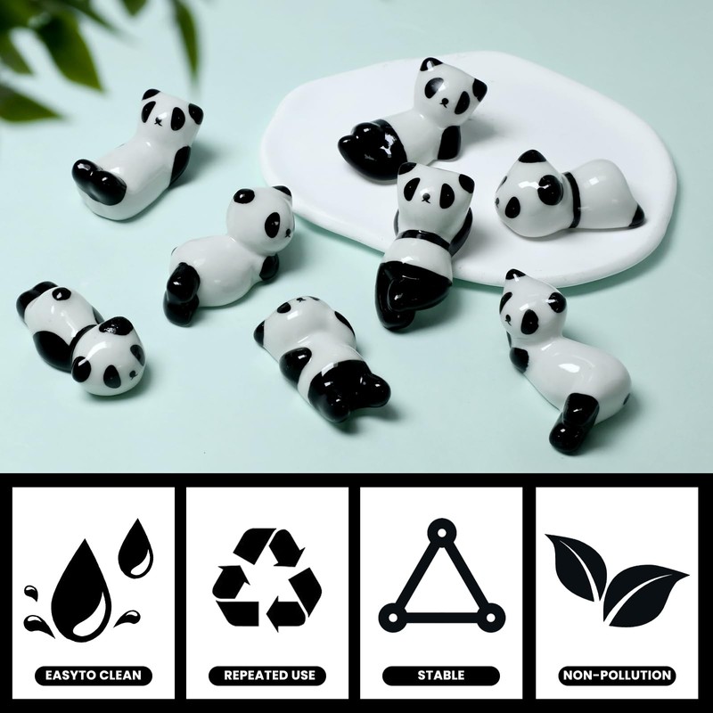 8 Pcs Cute Ceramic Panda Chopsticks Holder, Chopstick Rest Rack
