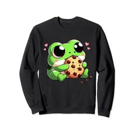 Frog Eating Chocolate Chip Cookie Frog Food Lover Funny Frog Sweatshirt