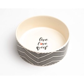 Park Life Designs - Ceramic Bowl for Dogs, Cats and Pets, Stylish Alto Design, Heavyweight and Non Slip, Skid Free, Chew Proof, Durable, Microwave and Dishwasher Safe (Small, Black Zigzag)