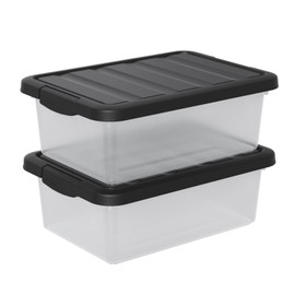 Tyminin 14-Qt Clear Latching Storage Boxes, 2-Pack Storage Bins