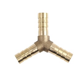 sourcing map 8 mm brass hose nozzle, hose fitting, Y-shaped 3-way hose connection for air, water, gas, oil