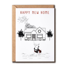 SMHGifts Happy New Home Card - New Home With Dog Card - Cute Card - Dog New House Card - Lovely Housewarming Card - Congrats Card For Friends