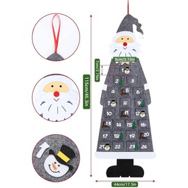 Felt Advent Calendar Santa, Christmas Advent Calendar Felt, DIY Santa Felt Calendar, Christmas Tree Advent Calendar, Fabric Christmas Advent Calendar, for Christmas, Decoration (Grey)