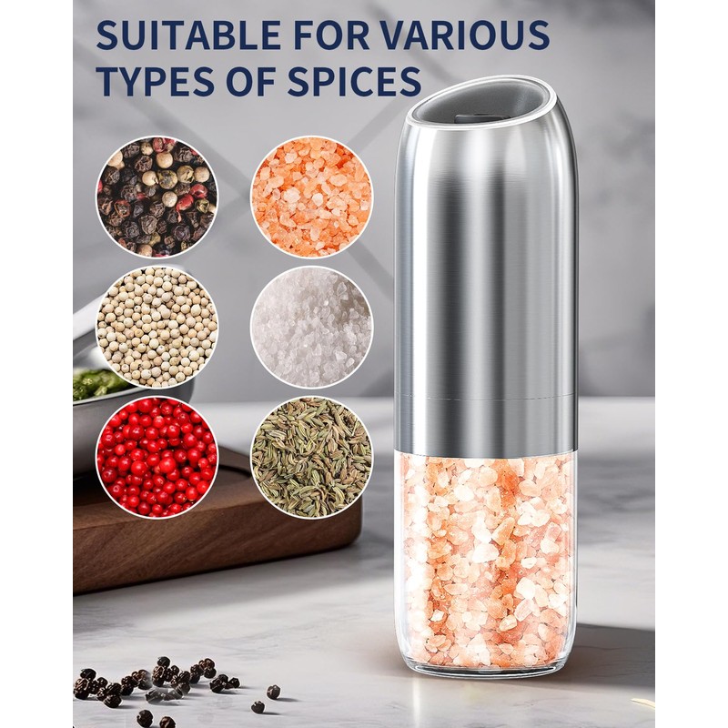 CIRCLE JOY Gravity Electric Salt and Pepper Grinder Set Battery