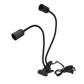 Table Clip Lamp Holder E27/E26 Lamp Holder Clip Black Double Headed 360 Degree Adjustable Clip Lamp Holder 100‑240V