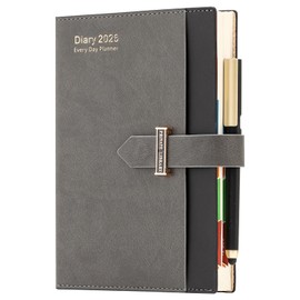 Mcdsuc Academic Diary 2026 A5 Page per Day,Jan 2026-Dec 2026 Diary with Month View,12 months Productivity Daily Planner 2026 with Pen,Colourful Tabs,3 Bookmarks,Stickers,Hardcover,Black