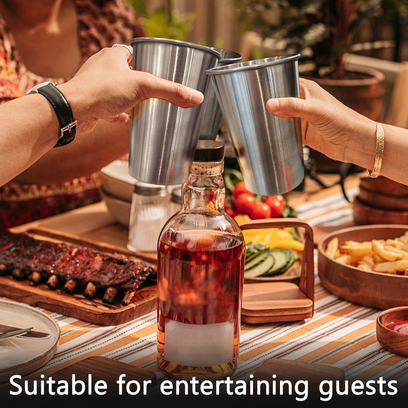 YOLCAR 5 Pack Stainless Steel Cups, 17oz Metal Drinking Glasses,