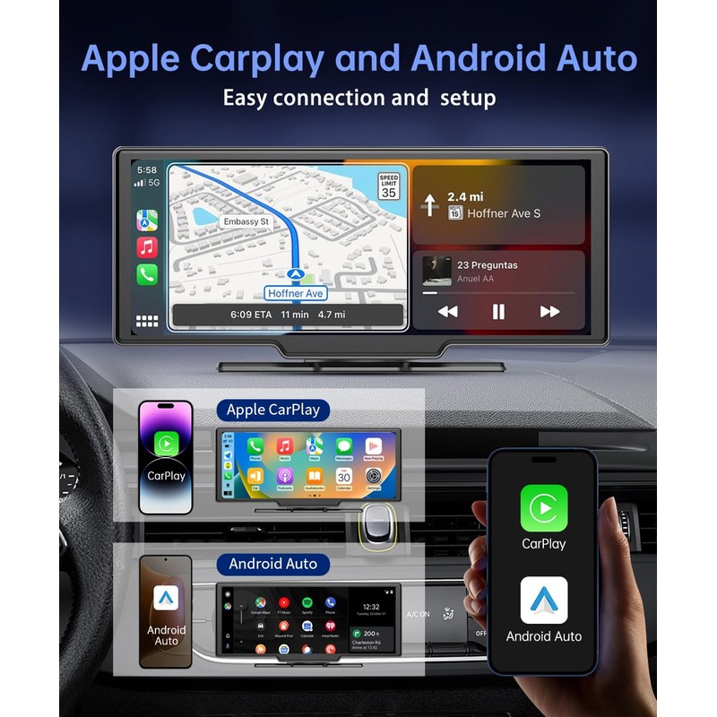 TIGERFEEL Portable Carplay Screen for Car,9.3Inch Carplay & Android Auto