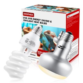 DXOPHIEX DXOPHIEX 100W Reptile Heat Lamp and 26W 10.0 UVB Bulb Combo Pack, UVA Basking Bulb and UVB Light for Reptiles, Basking Light for Bearded Dragon, Turtles, Snake and Lizard