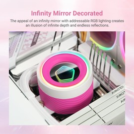 ID-COOLING FX240 INF Pink Edition 240mm Liquid CPU Cooler, AIO Cooler with ARGB Infinity Mirror Effect, 2x120mm Daisy-Chained Fans Low-Noise Operating 29.9dB(A) Max., Intel & AMD Compatible