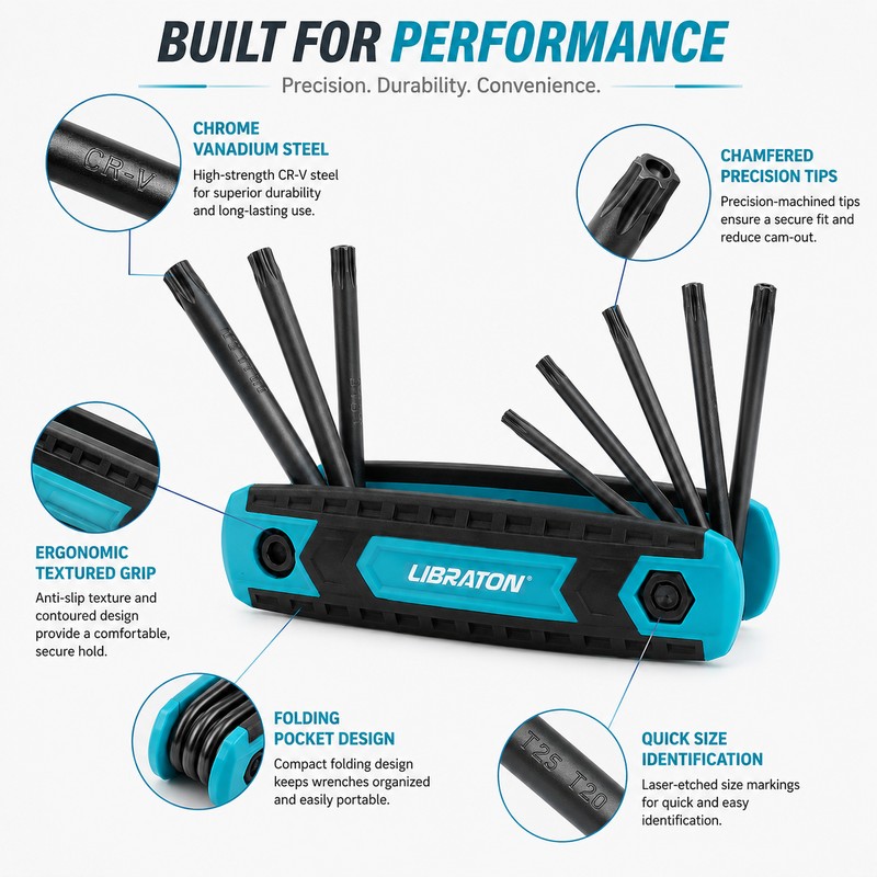 Folding Allen Wrench Set for Household Repairs – Chrome Vanadium