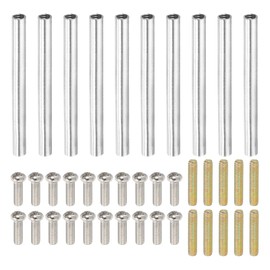 PATIKIL 50mm (2") Round Coupling Nuts Kit, M4 Threaded Connector Bar Hardware with Fully Thread Rods Screws for Lamp Model Furniture DIY Repair Part