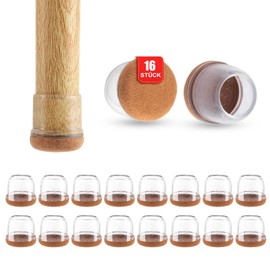 Viosmut Protective Caps for Chair Legs, Pack of 16 Chair Leg Caps with Felt, Chair Leg Protectors, Floor Protectors for Chairs, Chair Caps for Hardwood Floors - Diameter 19-25 mm, Round