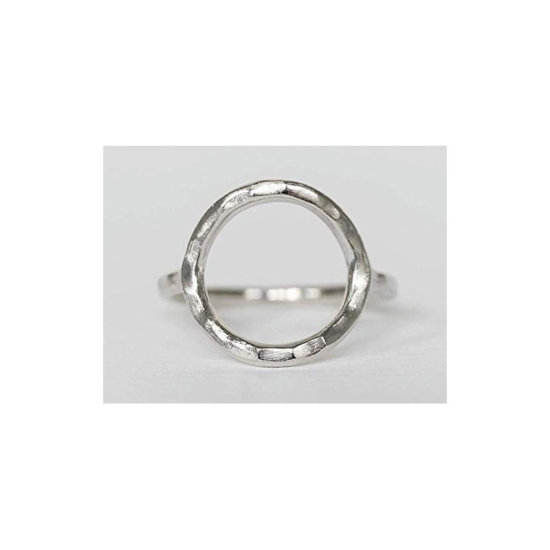 Sovats Ladies Open Circle Hammered Ring 925 Sterling Silver, Sterling