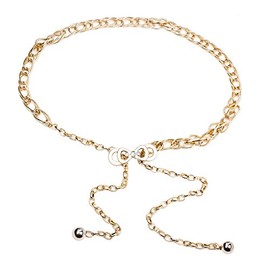 Aodexius Women's Metal Plain Belt Belt Thin Waist Chains with Cute Bow Buckle, gold