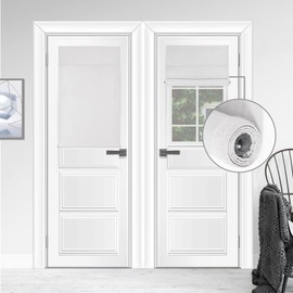 WDFour Cordless Blackout Door Curtains, Triple Layers 100% Light Blocking & UV Protect, Noiseless Adjustable Roller Shade, No Drill Window Blinds for Office, Ward, Home(18Wx42L,Greyish White,1Piece)