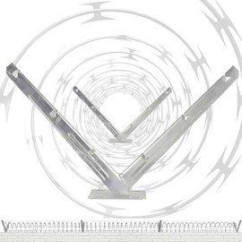 RAUMPA Razor Wire Fencing Mount V Bracket, Galvanized Barbed Wire Wall Fence Topper Mounting Extension Arm Brackets Shelf Kit Shelves, Anti - Theft Wire Fence Net Holder