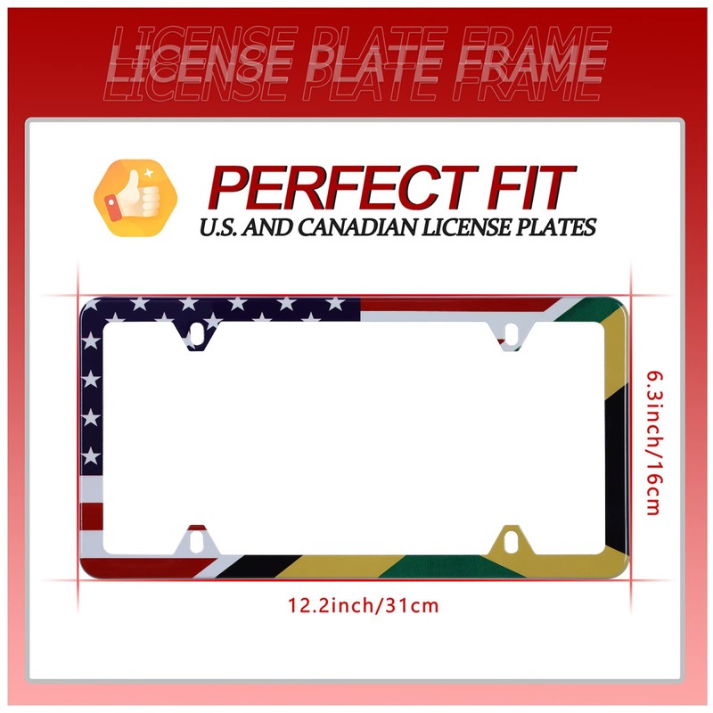 Jamaica Flag with Half American Flag License Plate Frame 1