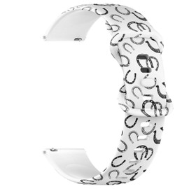 THAZEE 18mm Quick Release Soft Sillicone Sports Watch Band (Horse Shoe Icon) Replacement Rubber Strap Bracelet for Women, Men