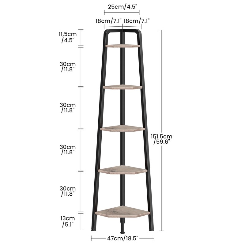 CHOEZON Corner Shelf, 5-Tier Ladder Corner Shelf, Ladder Bookshelf, 59.6"