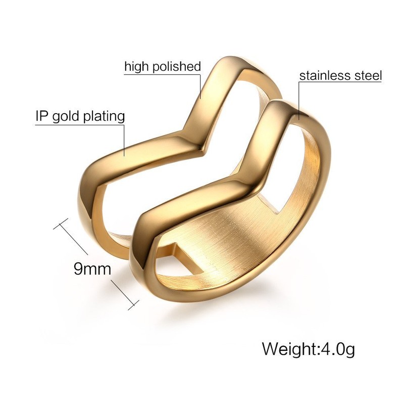 VNOX Stainless Steel Double Chevron Ring,Stackable Open Link Thumb Ring