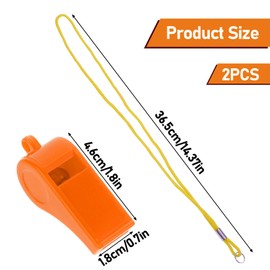 Aiyorse Orange Whistle, 2 Packs Whistle for Coaches, Loud Clear Crisp Referee Whistle, Plastic Coach Whistles with Lanyard, Whistle Emergency for Teacher Polices Officials Sport Training Lifeguard