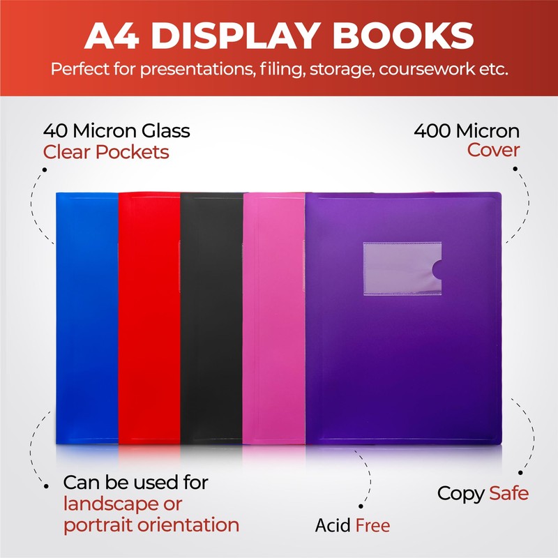Janrax A4 Pink Flexible Cover 60 Pocket Display Book -